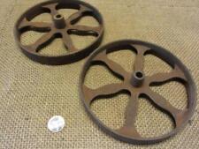 Vintage Set of 2 Cast Iron Wheels Dolly Cart Antique Old Farm Wheel Barn 10806, used for sale  Shipping to South Africa