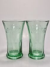 2 Vintage Style Coke Cola Glasses Green Libby Flared Heavy Cups 16 Oz for sale  Shipping to South Africa