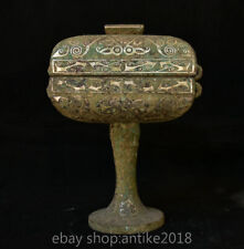 Vaso quadrado alto 9,6" antigo dinastia chinesa bronze mercadoria Fengshui flor padrão lata comprar usado  Enviando para Brazil
