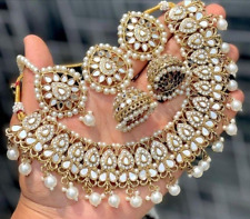 Juego de joyas con espejo de novia Kundan enchapado en oro de Bollywood indio segunda mano  Embacar hacia Mexico