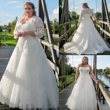 White Elegant Wedding Dresses Plus Size A Line Lace with Jacket Bridal Gowns for sale  Shipping to South Africa