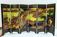 VTG Mini Oriental Folding Screen Divider 6 Panel Lacquer Wood w/ Box Reversible, used for sale  Shipping to South Africa