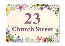 Personalised Floral Watercolour METAL House Street Number Home Sign Plaque for sale  Shipping to South Africa