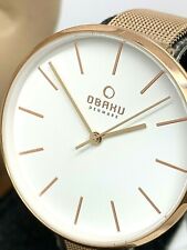 Obaku Denmark Women's Watch V211LXVIMV White Dial Quartz Rose Gold Mesh Band for sale  Shipping to South Africa