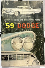 Guía manual de operación y mantenimiento original de colección de los dueños de Dodge 1959 segunda mano  Embacar hacia Argentina