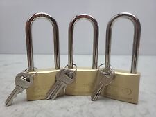 Used, 3 Pack Keyed Alike Padlock 2 1/2" Long Shackle Rectangular Brass Body 48JR16 for sale  Shipping to South Africa