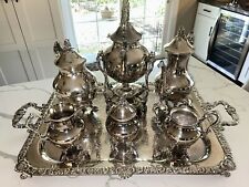 Birmingham Silver Co. Silver Plate 7 Piece Coffee Tea Set & Serving Tray Vintage for sale  Shipping to South Africa