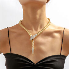 Used, Punk Clavicle 925 Silver Snake Necklace Choker Women Curb Cuban Chain Jewelry for sale  Shipping to South Africa