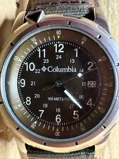 Reloj Hombre Columbia Fecha 38mm Correa Cuero Marrón Esfera Negra B361 segunda mano  Embacar hacia Argentina