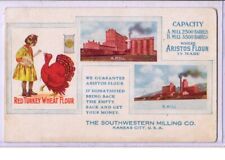 Postal publicitaria - Harina de trigo de pavo rojo Southwestern Milling Kansas City KS segunda mano  Embacar hacia Argentina