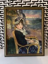 Retrato óleo sobre tela muito grande - Uma bela senhora em uma cadeira de balanço - moldura maciça comprar usado  Enviando para Brazil