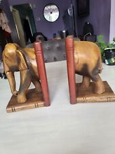 Wooden elephant bookends. for sale  MANCHESTER