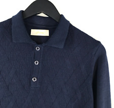 Jersey de cuello polo Brioni para hombre tejido de algodón azul marino talla S, usado segunda mano  Embacar hacia Argentina