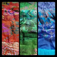 100% Raw Indian Sari Silk 1"to 2" x 16" to 20" strips x 5 ribbons remnants, used for sale  Shipping to South Africa