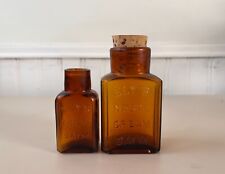 Bálsamo antiguo de Ely 1885-1890, conjunto de 2 botellas de ámbar, remedio boticario medicina segunda mano  Embacar hacia Argentina