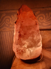 Usado, Lámpara de sal de roca de cristal natural del Himalaya de colección de los años 80, con interruptor, base de madera dura segunda mano  Embacar hacia Argentina