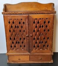 Vintage Wooden Spice Herb Cabinet With Doors & 2 Drawers Wall Or Table Mount for sale  Shipping to South Africa