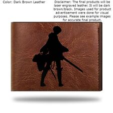 Billetera plegable de cuero personalizada ATTACK ON TITAN LEVI - opciones de color, usado segunda mano  Embacar hacia Mexico