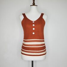Cest. 1946 Rust Brown Cream Sleeveless Pullover Crochet Knit Sweater Top Size S for sale  Shipping to South Africa