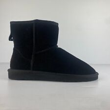 Grosby Uggs Boots Womens US 8 Black Leather Sheepskin Lined Comfort Casual for sale  Shipping to South Africa