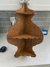Vintage Wood 3-Tier Hanging Corner Shelf Display Scroll Knick Knack Curio mcm for sale  Shipping to South Africa