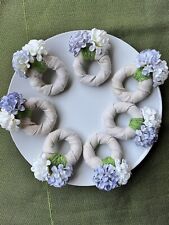 Napkin ring set Of 12 Napking Holder Table Decor  Light Blue hydrangea flower for sale  Shipping to South Africa