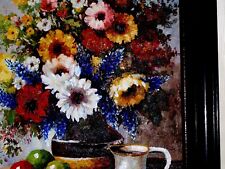 Usado, Pintura a óleo original Bluebonnet Royal Bouquet azul amarelo laranja flores assinada comprar usado  Enviando para Brazil