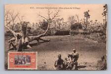 Boys & Baobab Tree "Une Place de Village" Antique Senegal Postcard to Nice 1925 for sale  Shipping to South Africa