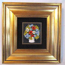 Antigo Quadro Quadrado Itália Micro Mosaico Vidro PINTADO Flores VIDRO MOZAI comprar usado  Enviando para Brazil