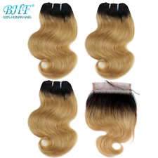 Human Hair Body Wave 3 Bundles with Closure Brazilian Remy Blonde Short Bob Wig for sale  Shipping to South Africa