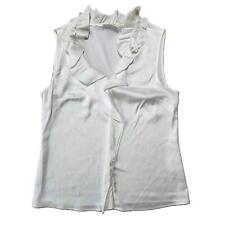 Usado, Blusa feminina Calvin Klein branca de cetim com babado tamanho M comprar usado  Enviando para Brazil