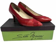 Sapatos de Salto SESTO MEUCCI Couro Vermelho EUA Tamanho 8 FEITO NA ITÁLIA ÓTIMO Estado! comprar usado  Enviando para Brazil