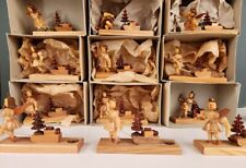 Erzgebirge set of 12 BROKEN Wooden Angel/Engel with Sled with box Germany for sale  Shipping to South Africa