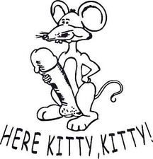 Used, HERE KITTY MOUSE ADULT RUDE FUNNY  CAR DECAL STICKER for sale  Shipping to South Africa