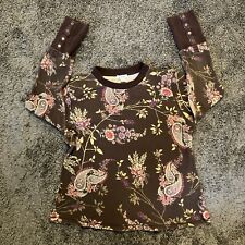 Blusa feminina Sundance térmica gola redonda marrom floral waffle malha XXL 2XL, usado comprar usado  Enviando para Brazil