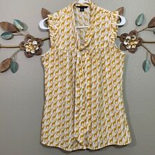 Tommy Hilfiger Cream Yellow Giraffe Print Sleeveless Tie Neck Blouse Size Medium for sale  Shipping to South Africa