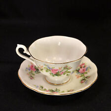 Royal Albert Cup & Saucer Moss Rose Fluted Pink w/Gold 1951-1960's Avon Shape for sale  Shipping to South Africa