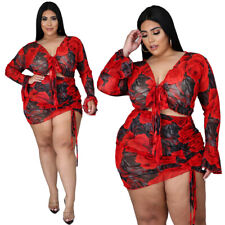 Vestido de festa sexy feminino plus size manga comprida estampa de cordão sexy clubwear comprar usado  Enviando para Brazil