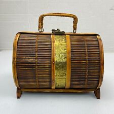 Vintage Rattan And Meta Clam Shell Purse Clutch for sale  Shipping to South Africa