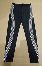 Workout Black Leggings with White Stripes - Size 12 - Shiny Lycra/Spandex for sale  NOTTINGHAM