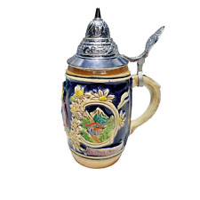 Vintage German Decorative Beer Stein W/ Lid Double Sided Church Cabin DBGM for sale  Shipping to South Africa