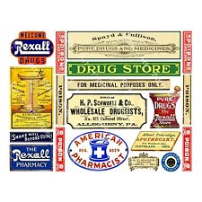 24 Pharmacy Stickers, Medicine Cabinet, Apothecary Labels & Signs, REPRODUCTIONS for sale  Star