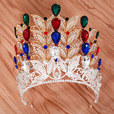 7 cm de altura adulto grande gotejamento folha de cristal tiara coroa concurso de casamento formatura 4 cores comprar usado  Enviando para Brazil