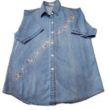 Camisa vaquera para mujer Rollers Original Collection bordada talla 2 XL floral segunda mano  Embacar hacia Argentina