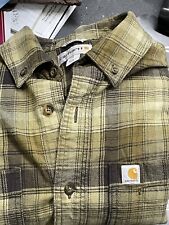 Used, Carhartt Mens Medium Relaxed Fit Button Up Shirt Tan Brown Looks Great  for sale  Gretna