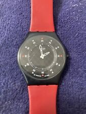 Reloj Swatch Vintage 1999 rojo/negro con correa de cuero nuevo batería funciona muy bien segunda mano  Embacar hacia Argentina