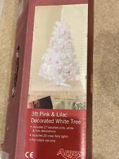 **DECORATED** 3 FT White Christmas Tree + Pink & Lilac Fairy Decorations, used for sale  CHISLEHURST