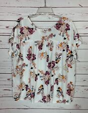 Kori America Boutique Women’s S Small White Floral Short Sleeve Cute Top Shirt myynnissä  Leverans till Finland