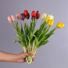Flor de tulipán artificial de silicona suave tacto real para decoración del hogar boda ramo segunda mano  Embacar hacia Argentina