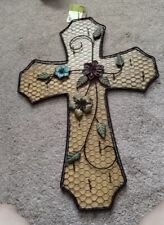 Wooden Cross With Mesh Wire Wall Decor 24"X 17" for sale  Shipping to South Africa